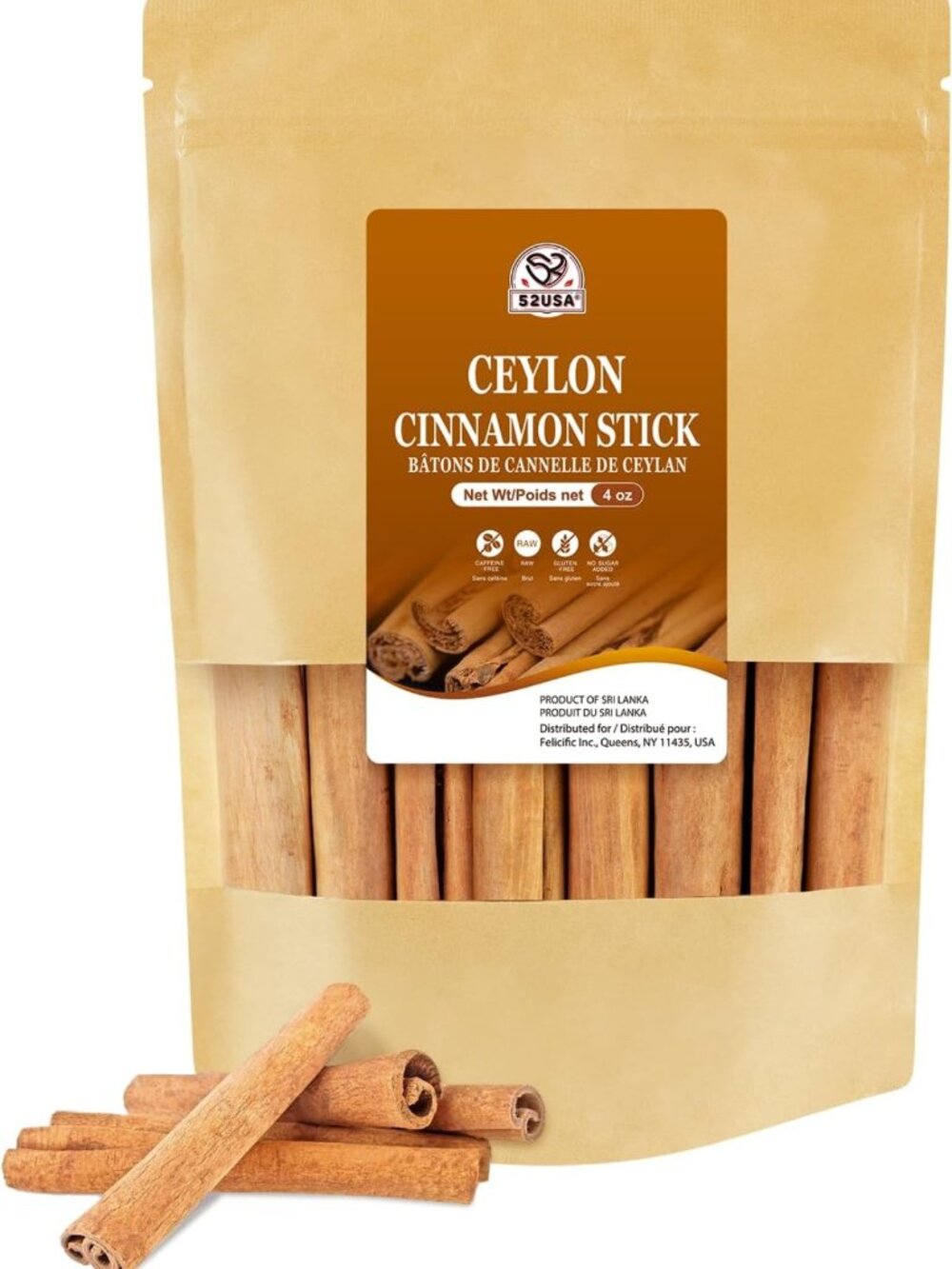 Organic Ceylon Cinnamon Sticks - 4oz Bag, Premium Quality, Fresh & Aromatic